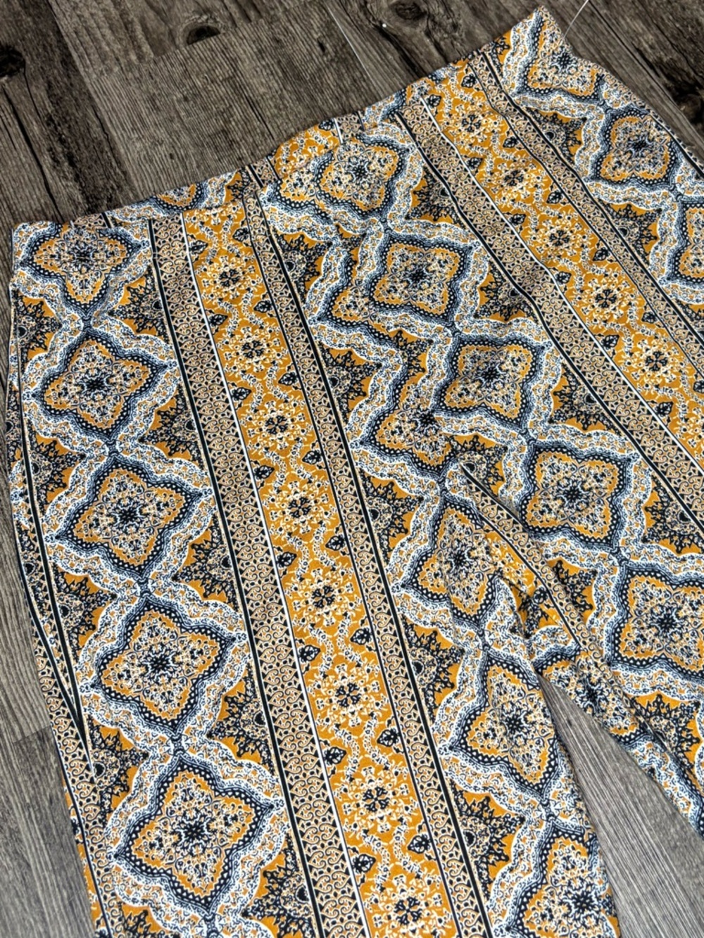 Boho Pattern High Waisted Pants Soft Stretchy Material Bell Bottom Flare Palazzo - Picture 7 of 12